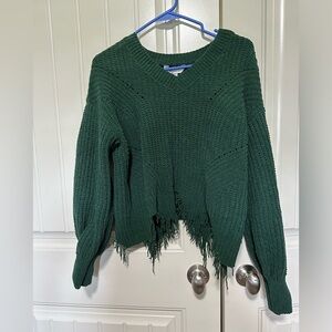 Women’s medium distressed green crop sweater